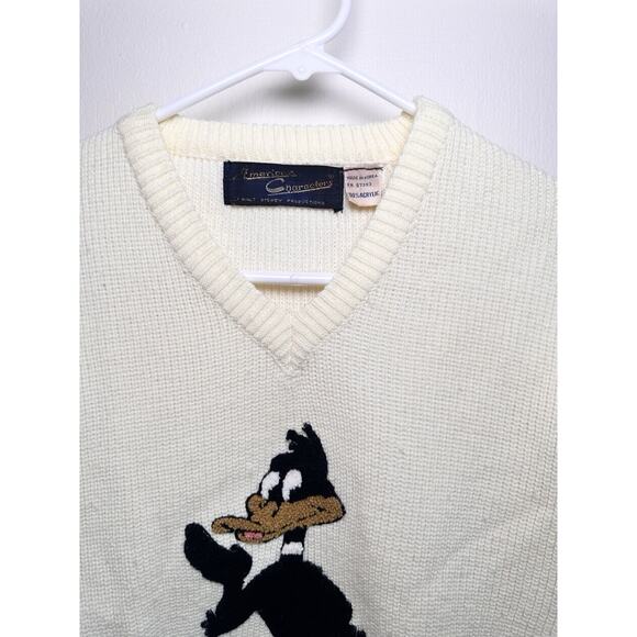 Vintage 1960s Daffy Duck American Characters Warner Brothers Tufted 3D Sweater - Picture 3 of 14